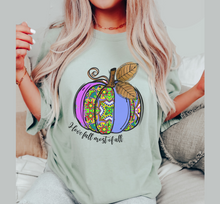 Load image into Gallery viewer, Watercolor Pumpkin Fall Comfort Colors® Hand Drawn Pastel Pumpkin T-Shirt, Women's Shirt