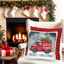 Load image into Gallery viewer, Christmas Pillow Covers, Square Pillow Covers, Cute Christmas Decor Pillowcase Set, Red House, Gnome Truck