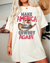 Load image into Gallery viewer, Make America Cowboy Again Comfort Colors® T-Shirt, T-Shirt Dress, Watercolor Cowboy Hat Retro Design T-Shirt