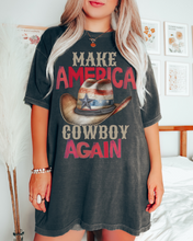 Load image into Gallery viewer, Make America Cowboy Again Comfort Colors® T-Shirt, T-Shirt Dress, Watercolor Cowboy Hat Retro Design T-Shirt
