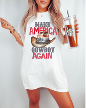 Load image into Gallery viewer, Make America Cowboy Again Comfort Colors® T-Shirt, T-Shirt Dress, Watercolor Cowboy Hat Retro Design T-Shirt
