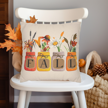 Load image into Gallery viewer, Fall Mason Jars Pillow Covers, Rustic Country Square Covers, Country Farmhouse Decor, Coordinating Pillow Cover Set, Farmhouse Pillows