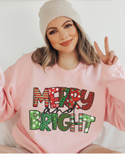 Load image into Gallery viewer, Women's Christmas Merry & Bright Crewneck Sweatshirt Pretty Christmas Pullover