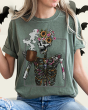 Load image into Gallery viewer, Halloween Comfort Colors® T-Shirt Women's Skeleton Coffee Funny Fall Colors T-Shirt,