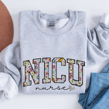 Load image into Gallery viewer, Women's Sweatshirt, NICU Sweatshirt, Nurse Crewneck, Nurses Crewneck Shirt, Gift For Nurse, Nurse Grad Sweatshirt, Varsity Letters Shirt