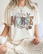 Load image into Gallery viewer, Nurse Halloween Comfort Colors® T-Shirt, Women's Halloween Design Tee, Retro Nurses Halloween T-Shirt