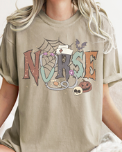 Load image into Gallery viewer, Nurse Halloween Comfort Colors® T-Shirt, Women's Halloween Design Tee, Retro Nurses Halloween T-Shirt