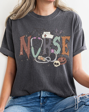 Load image into Gallery viewer, Nurse Halloween Comfort Colors® T-Shirt, Women's Halloween Design Tee, Retro Nurses Halloween T-Shirt