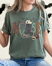 Load image into Gallery viewer, Nurse Halloween Comfort Colors® T-Shirt, Women's Halloween Design Tee, Retro Nurses Halloween T-Shirt