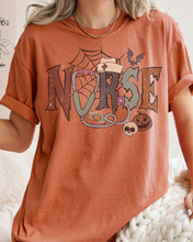 Load image into Gallery viewer, Nurse Halloween Comfort Colors® T-Shirt, Women's Halloween Design Tee, Retro Nurses Halloween T-Shirt