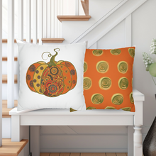 Load image into Gallery viewer, Fall Pillow Covers, Orange Pumpkin Square covers, Modern Farmhouse Decor Pillowcase Set, Farmhouse Pumpkins