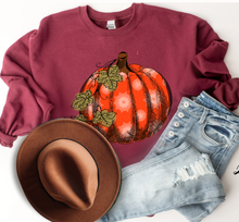 Load image into Gallery viewer, Women's Fall Hand Drawn Pumpkin Design Pullover Sweatshirt