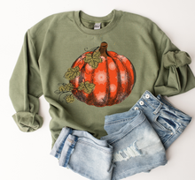 Load image into Gallery viewer, Women's Fall Hand Drawn Pumpkin Design Pullover Sweatshirt