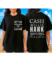 Load image into Gallery viewer, Outlaw Livin' Comfort Colors® Shirt, Cash Willie Hank Waylon T-Shirt, Garment Dyed, Country Music Festival Tee