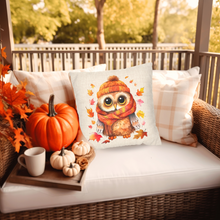 Load image into Gallery viewer, Fall Pillow Covers, Autumn Owl, Country Square Pillow Covers, Pillow Cover, Cute Owl Pillowcase