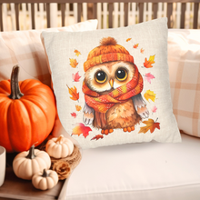 Load image into Gallery viewer, Fall Pillow Covers, Autumn Owl, Country Square Pillow Covers, Pillow Cover, Cute Owl Pillowcase