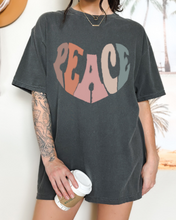 Load image into Gallery viewer, Peace Heart Comfort Colors® Shirt, Women's Summer T-Shirt, Garment Dyed, Boho, Retro Seventies Design Tee