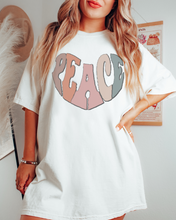 Load image into Gallery viewer, Peace Heart Comfort Colors® Shirt, Women's Summer T-Shirt, Garment Dyed, Boho, Retro Seventies Design Tee