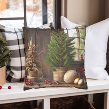 Load image into Gallery viewer, Christmas Pillow Covers, Rustic Country Square covers, Farmhouse Decor Pillowcases Set, Farmhouse Landscapes