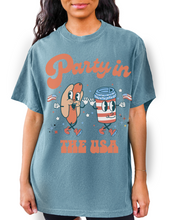 Load image into Gallery viewer, Party In The USA Comfort Colors® Shirt, Trendy 4th of July T-Shirt, Garment Dyed T-Shirt, Retro Inspired T-Shirt