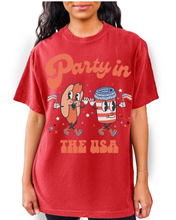 Load image into Gallery viewer, Party In The USA Comfort Colors® Shirt, Trendy 4th of July T-Shirt, Garment Dyed T-Shirt, Retro Inspired T-Shirt