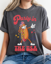 Load image into Gallery viewer, 4th of July Comfort Colors® Shirt, Party In The USA Women's T-Shirt, Garment Dyed, Retro Inspired T-Shirt, Boho T-Shirt