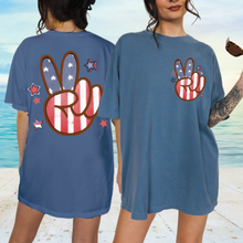 Load image into Gallery viewer, Peace Sign 4th of July Comfort Colors® T-Shirt, Retro Summer T-Shirt Dress, 1970's American Flag, Trendy T-Shirt