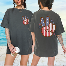 Load image into Gallery viewer, Peace Sign 4th of July Comfort Colors® T-Shirt, Retro Summer T-Shirt Dress, 1970's American Flag, Trendy T-Shirt