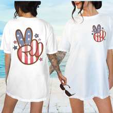 Load image into Gallery viewer, Peace Sign 4th of July Comfort Colors® T-Shirt, Retro Summer T-Shirt Dress, 1970's American Flag, Trendy T-Shirt