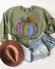 Load image into Gallery viewer, Women's I Love Fall Most Of All Hand Drawn Pumpkin Design Sweatshirt Gildan Pullover