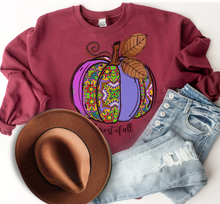 Load image into Gallery viewer, Women's I Love Fall Most Of All Hand Drawn Pumpkin Design Sweatshirt Gildan Pullover