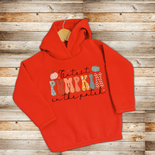Load image into Gallery viewer, Fall Toddler Pullover Fleece Hoodie, Cutest Pumpkin In The Patch Hooded Sweatshirt, Kids Cozy Pumpkin Patch Hoodie, 2T-6T Sizes