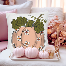 Load image into Gallery viewer, Pastel Pumpkin Double Sided Design Square Pillow Cover in four sizes, Pretty Pink Pumkin Throw Pillow Case