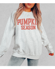 Load image into Gallery viewer, Pumpkin Season Crewneck Sweatshirt Women's Autumn or Fall Varsity Letters Gildan Pullover