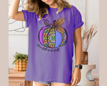 Load image into Gallery viewer, Watercolor Pumpkin Fall Comfort Colors® Hand Drawn Pastel Pumpkin T-Shirt, Women's Shirt