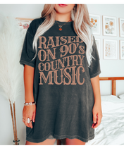 Load image into Gallery viewer, Country Music Festival T-Shirt, Raised On 90's Country Music Unisex-Sized Short Sleeve Tee Country Music T-Shirt, Retro Design T-Shirt