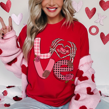 Load image into Gallery viewer, Valentine's Day Women's Comfort Colors T-Shirt, Gift for Her, Comfy Tee, Always Free Shipping, Skeleton Hands and Flowers Design