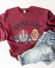 Load image into Gallery viewer, Women's Retro Design Game Day Sweatshirt, Cute Football Mom Crewneck Shirt