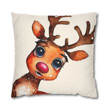 Load image into Gallery viewer, Christmas Pillow Covers, Country Square Covers, Rudolph Decor, Reindeer Pillowcase Set, Christmas Farmhouse Decor