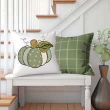 Load image into Gallery viewer, Fall Pillow Covers, Rustic Country Square covers, Country Farmhouse Decor, Pillowcase Set, Sage Green Pumpkin Pillow Covers
