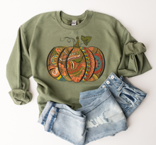 Load image into Gallery viewer, Women's Hand Drawn Pumpkin Design Sweatshirt Gildan Pullover