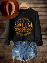 Load image into Gallery viewer, Halloween Women's Salem Broom Company Crewneck Sweatshirt, Funny Halloween Witch Shirt