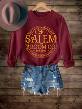 Load image into Gallery viewer, Halloween Women's Salem Broom Company Crewneck Sweatshirt, Funny Halloween Witch Shirt