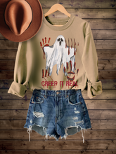 Load image into Gallery viewer, Women's Funny Halloween Creep It Real Crewneck Sweatshirt Funny Slasher Movie Pullover