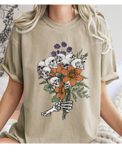 Load image into Gallery viewer, Halloween Skeletons Retro Flower Bouquet Comfort Colors® T-Shirt Women's Fall Halloween Colors T-Shirt
