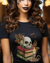 Load image into Gallery viewer, Spooky Spell Books shirt, Halloween Book Lover t-shirt, Skull Halloween t-shirt, Scary books shirt, Halloween book, Creepy Bats