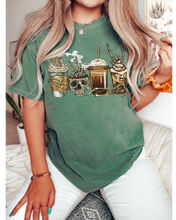 Load image into Gallery viewer, Pumpkin Spice Coffee Halloween Spooky Season Comfort Colors® Halloween T-Shirt, Women's Skeletons and Skulls T-Shirt