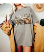 Load image into Gallery viewer, Pumpkin Spice Coffee Halloween Spooky Season Comfort Colors® Halloween T-Shirt, Women's Skeletons and Skulls T-Shirt