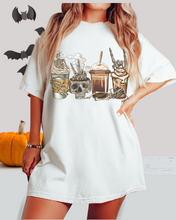 Load image into Gallery viewer, Pumpkin Spice Coffee Halloween Spooky Season Comfort Colors® Halloween T-Shirt, Women's Skeletons and Skulls T-Shirt