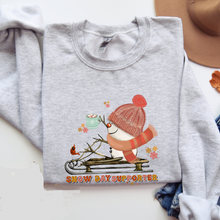 Load image into Gallery viewer, Women's Crewneck Sweatshirt, Snow Day Supporter Pullover, Comfy & Cozy, Winter Sweatshirt, Ash, White, Sand or Navy Sweatshirt